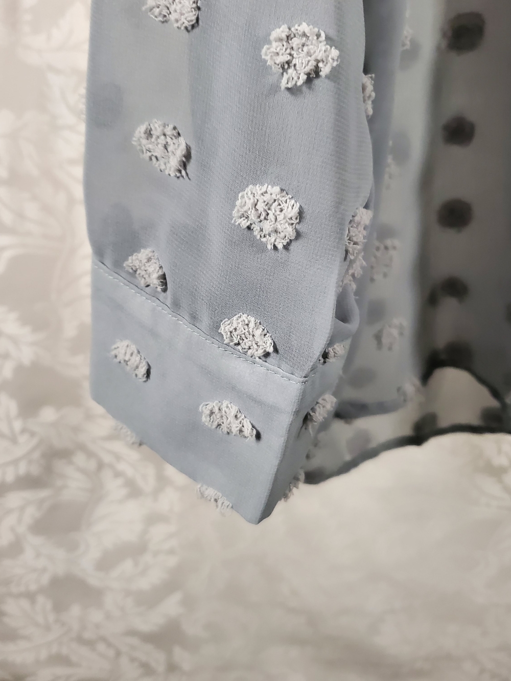 Impressions Light Blue Swiss Dot Button-Down Shirt - Picture 8 of 8